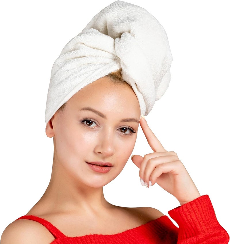 Siesta Zen Premium Quality 100% Combed Cotton Hair Drying Towel - White - Image 1